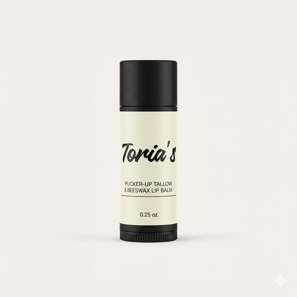 Pucker-Up Beeswax Lip Balm - Grassfed Beef Tallow, Vanilla & Patchouli (Long Lasting)