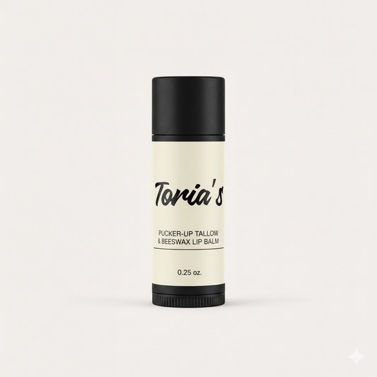 Pucker-Up Beeswax Lip Balm - Grassfed Beef Tallow, Vanilla & Patchouli (Long Lasting)